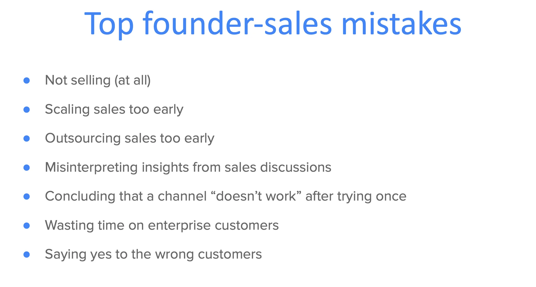 Top founder sales mistakes